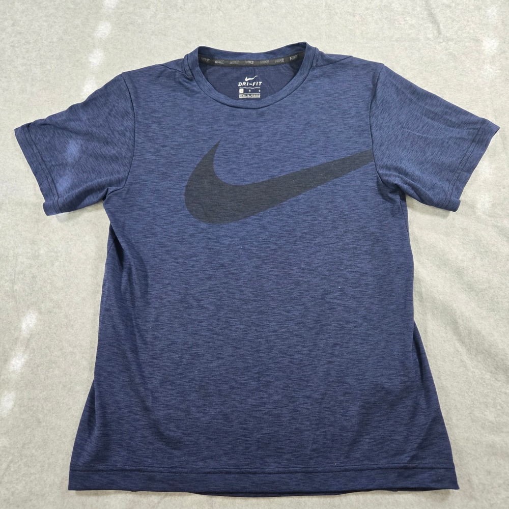 Nike Kids Dri-FIT Short Sleeve Training Shirt Navy Blue Heather 834554-429 L